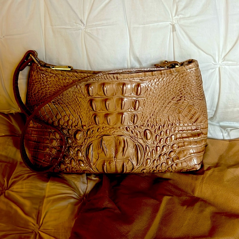 Brahmin pecan color small purse 10" wide x 6" tall